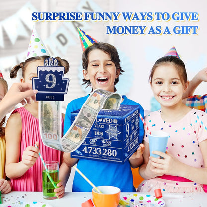 10 Happy Birthday Money Box for Cash Gift, 10th Birthday Decorations for Boys and Girls, Gifts for 10 Year Old Boy, Boy Gift Ideas, Cool Things for Teen -Blue with 100PCS Bags