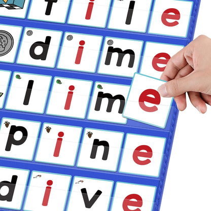 ABCxGOOD CVC Word Building Pocket Charts with 64 Phonics Flash Cards Kindergarten Classroom Must Haves, CVC Literacy Games for Beginners in Reading and Spelling.