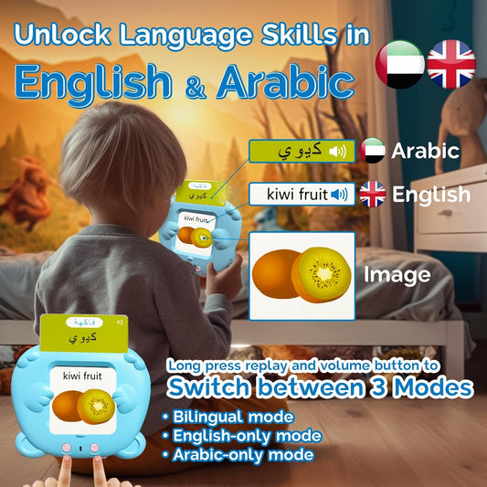 English Flash Cards Bilingual - Japanese Talking Flash Cards for Kids, Pocket Speech for Toddlers 3-12, 510 Sight Words of 31 Varieties, Sensory Toys Children with Autism (Japanese, Blue)