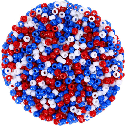 UPINS 1200Pcs Christmas Pony Beads Friendship Plastic Small Hair Beads Red Green White Pony Beads for Necklace Supplies (Christmas)
