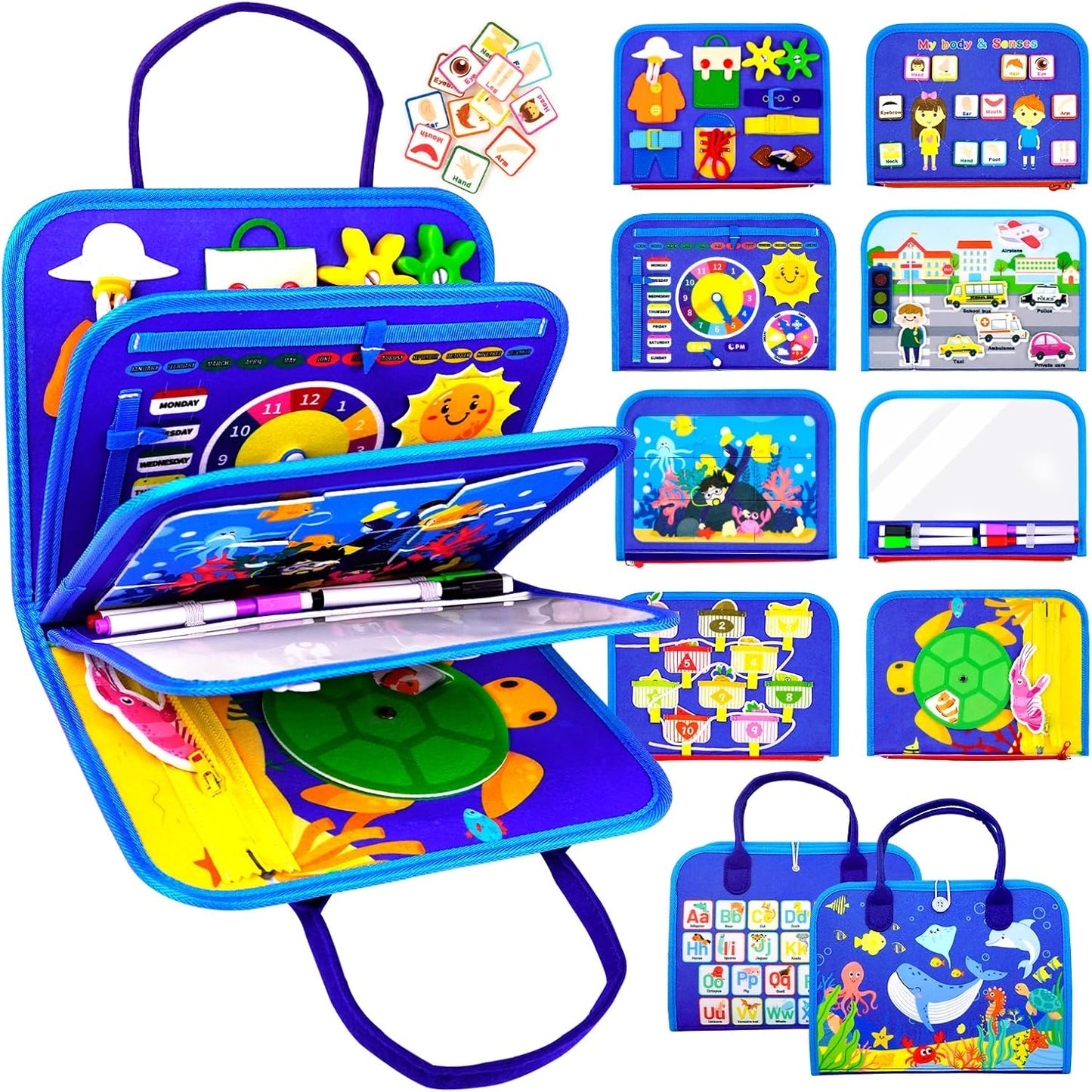 Letoya Toddler Busy Board, Farm Busy Book Montessori Toys for Toddlers, Sensory Board Learning Toy Educational Activity Books Birthday for Girls Boys, Travel Toys for Airplane Car