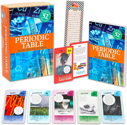 Periodic Table of Elements Educational Book and Flash Cards Set - Bundle with Periodic Table Book and Fact Cards Set for Boys, Girls Plus Bookmark | Science Learning Elements Kit