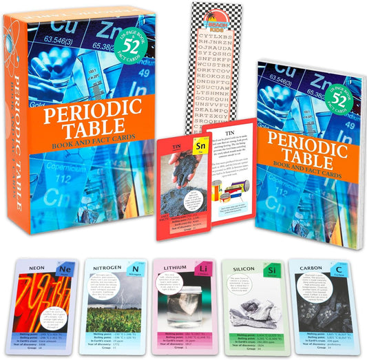 Periodic Table of Elements Educational Book and Flash Cards Set - Bundle with Periodic Table Book and Fact Cards Set for Boys, Girls Plus Bookmark | Science Learning Elements Kit