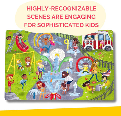 Upbounders® 48 Piece Jumbo Floor Puzzle for Kids | Barbershop Beginner Puzzle | Pretend Play & Learning Toy for Boys Girls Ages 4 5 6 | Black Brown Boy at The Barber (Multicultural)