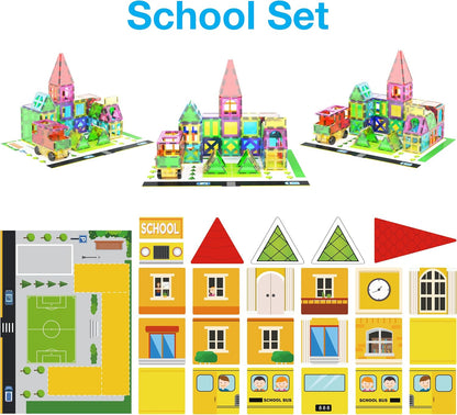 PicassoTiles Magnetic Building Block Set Geometry Shape Magnet Tiles Construction Toy STEM Learning Kit Educational Playset Playboard Pretend Play Stacking Blocks Child Brain Development PT16