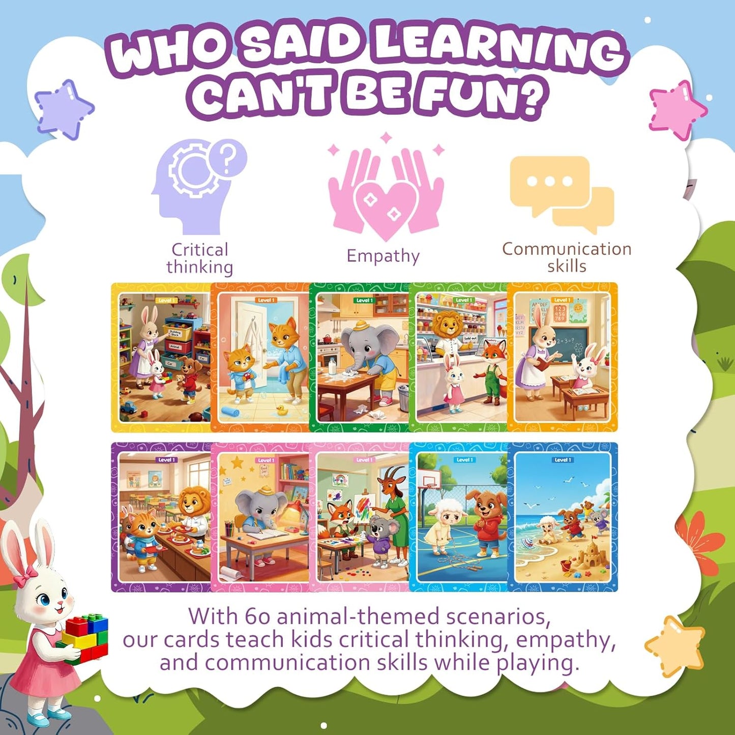 Conversation Cards, Look, Think, Talk. Kids Games for Speech Therapy Materials, Social Emotional Learning Activities, and Critical Thinking Skills Like Social Skills and Emotional Intelligence.