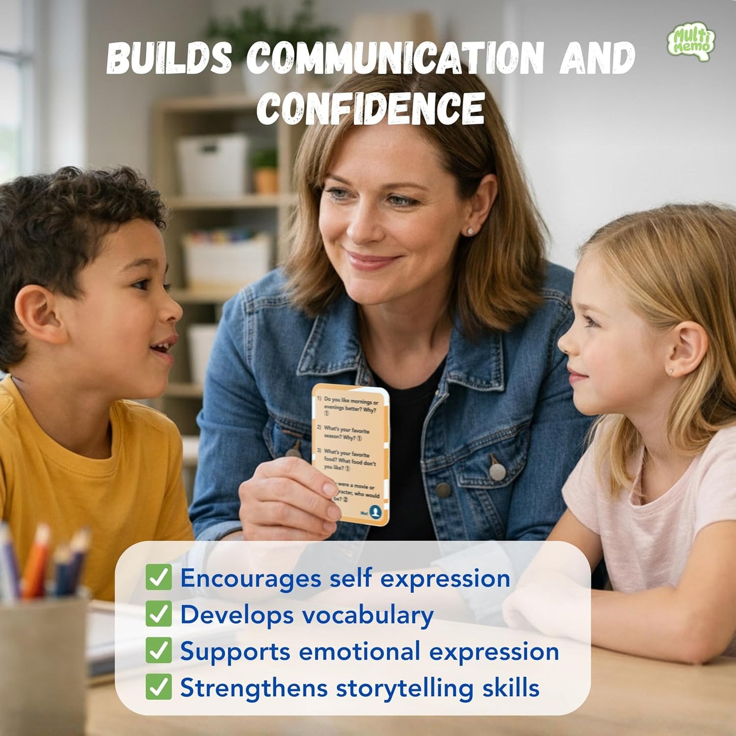 Talkiyou Kids Conversation Cards – 60 Picture Prompts & 240 Open-Ended Questions for Kids Ages 5-12 – Spark Imagination, Emotions & Meaningful Talks – Screen-Free Family Game