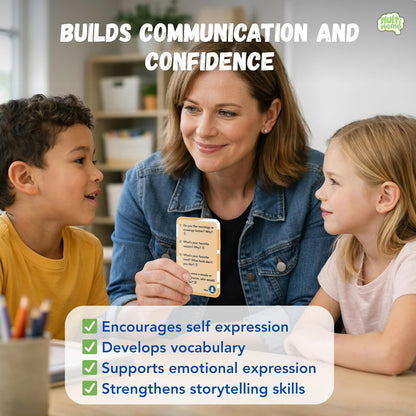 Talkiyou Kids Conversation Cards – 60 Picture Prompts & 240 Open-Ended Questions for Kids Ages 5-12 – Spark Imagination, Emotions & Meaningful Talks – Screen-Free Family Game