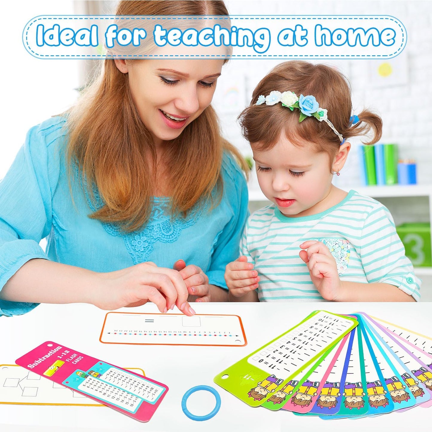 1-12 Multiplication Flash Cards, Large Math Table Flashcards, Including 15 Cards, 2 Dry Erase Markers, 1 Rings, Educational Times Table Flashcards for Classroom Home, for 1st to 3rd Grades