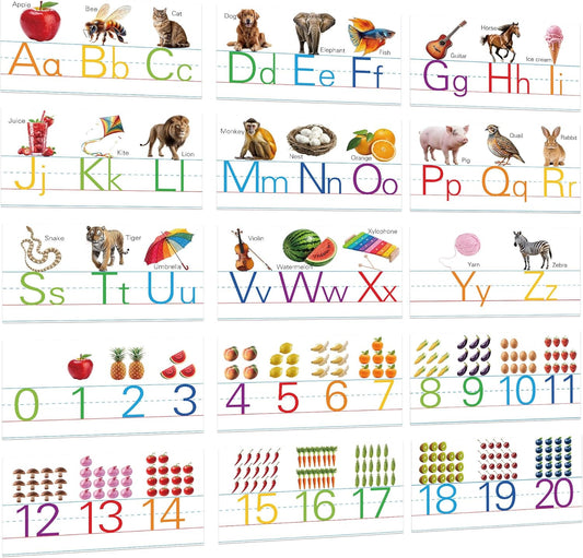 15 Pieces Cursive Alphabet Line Bulletin Board Set Alphabet Classroom Wall Strips Wall Decor for Pre-School Kindergarten Elementary Nursery Homeschool (Cursive)