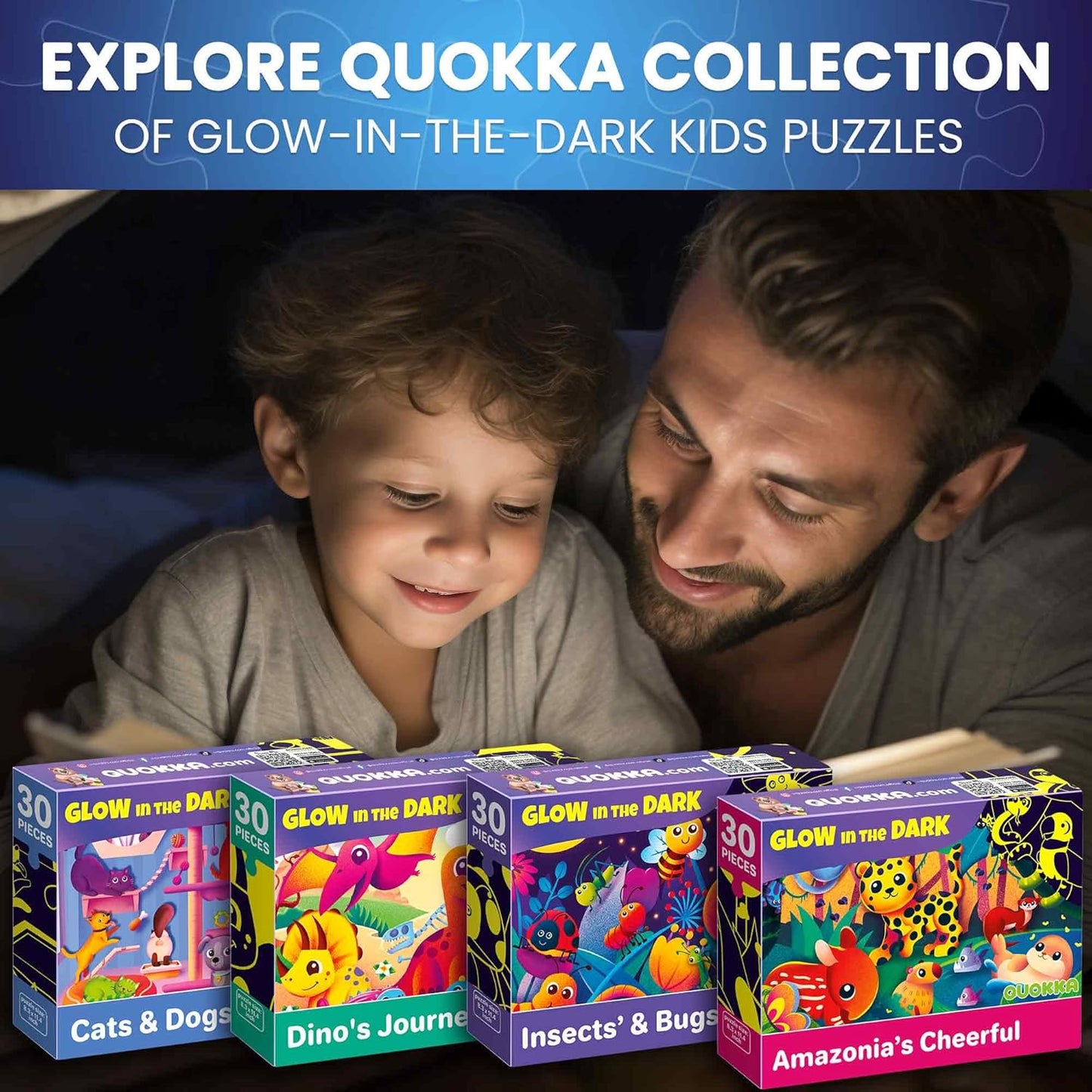 QUOKKA Puzzles for Toddlers 3-5 - 4 x 30 Pieces Puzzles for Kids Ages 2-4 - Animal Learning Jigsaw Puzzles for Kids 4-6 Years Old - Educational Toys for Boy and Girl