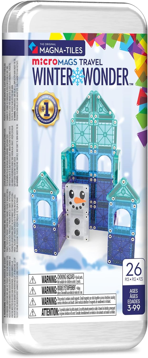 Magna-Tiles microMAGS 26-Piece Travel Magnetic Construction Set – Bold Colors, The Original Magnetic Building Brand