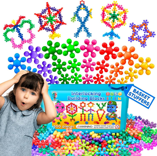 Curious 2 Learn 300pcs Pastel Building Blocks STEM Toy – Montessori Interlocking Discs Set for Kids 3+ | Educational Construction Set | Creative Gift for Girls & Boys | Safe, Durable & Colorful