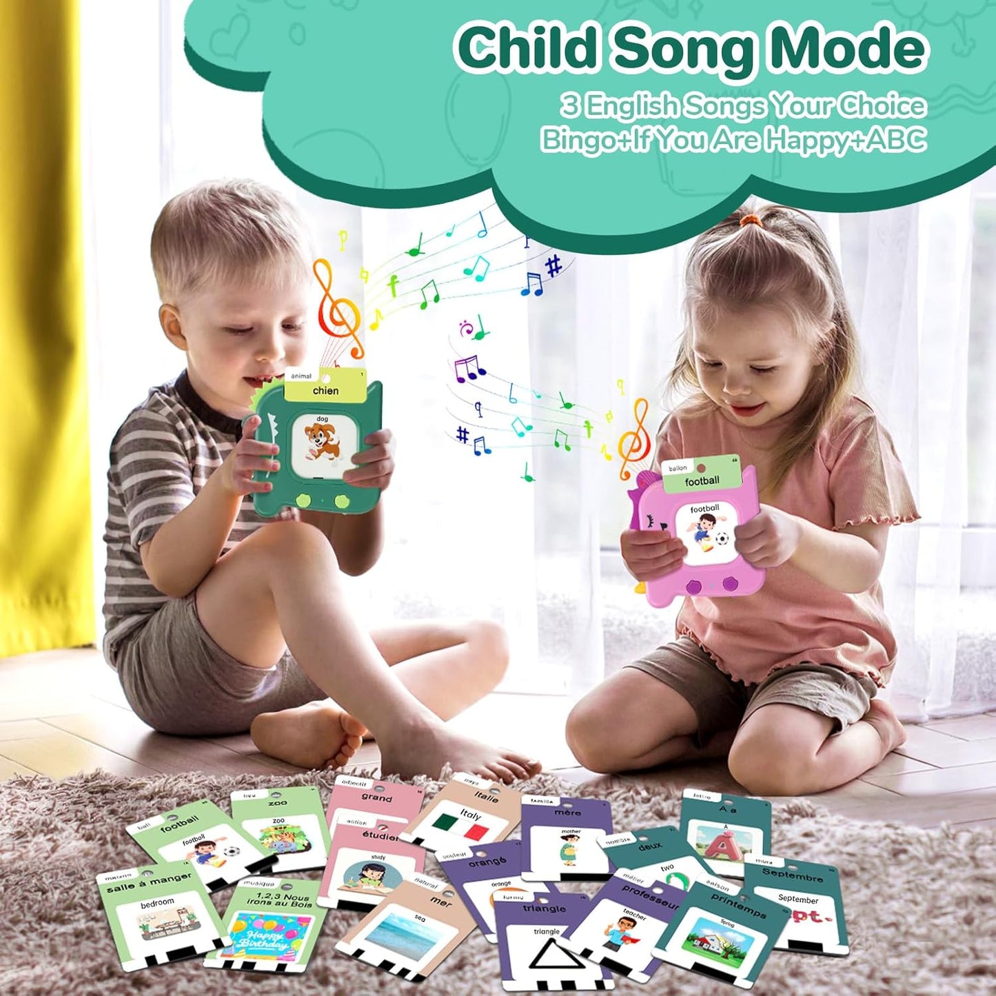 Talking Flash Cards for Toddlers 1 2 3 4 5 6 Year Olds, 420 Sight Words, Montessori Toys to Learning, Pocket Speech Therapy Toys for Toddlers, Sensory Preschool Educational Birthday