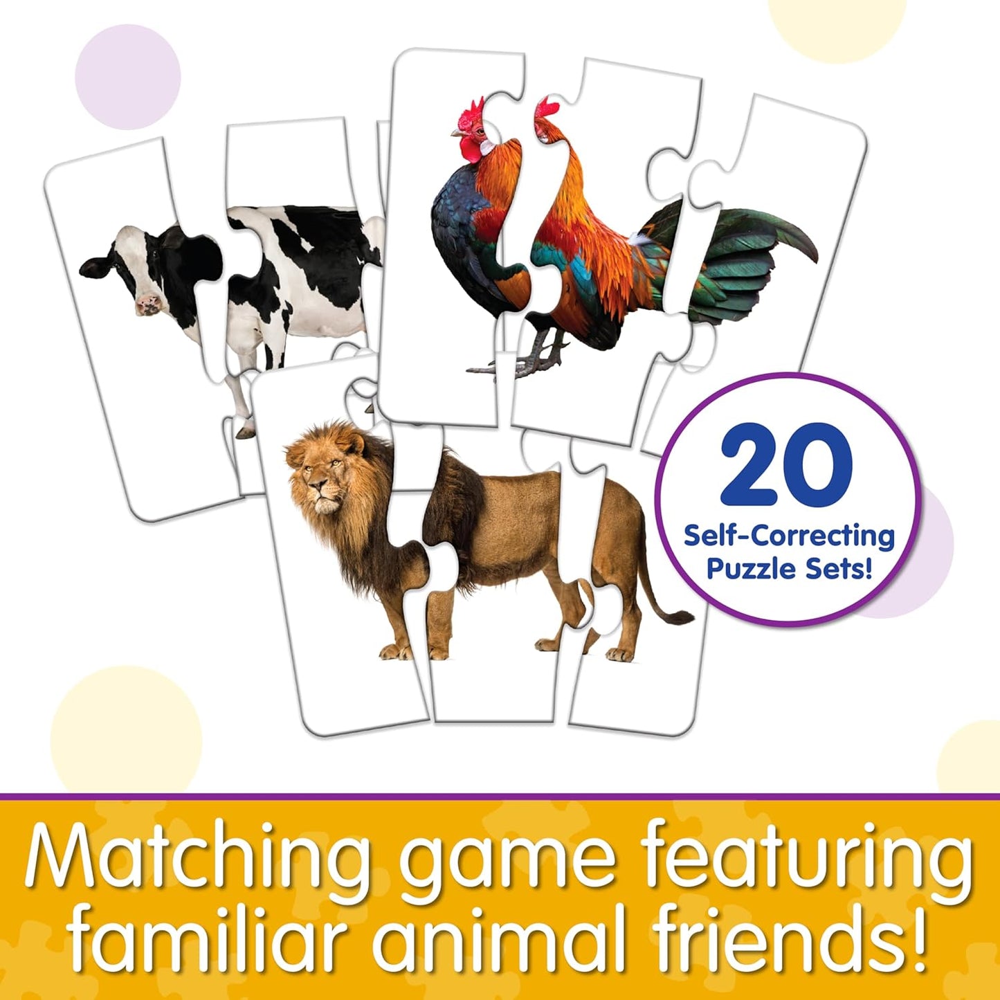 The Learning Journey: Match It! Head to Tail - 20 Self-Correcting Animal-Themed Puzzle Sets - Matching Puzzles for Children Ages 3-6 Years (40 Pieces)