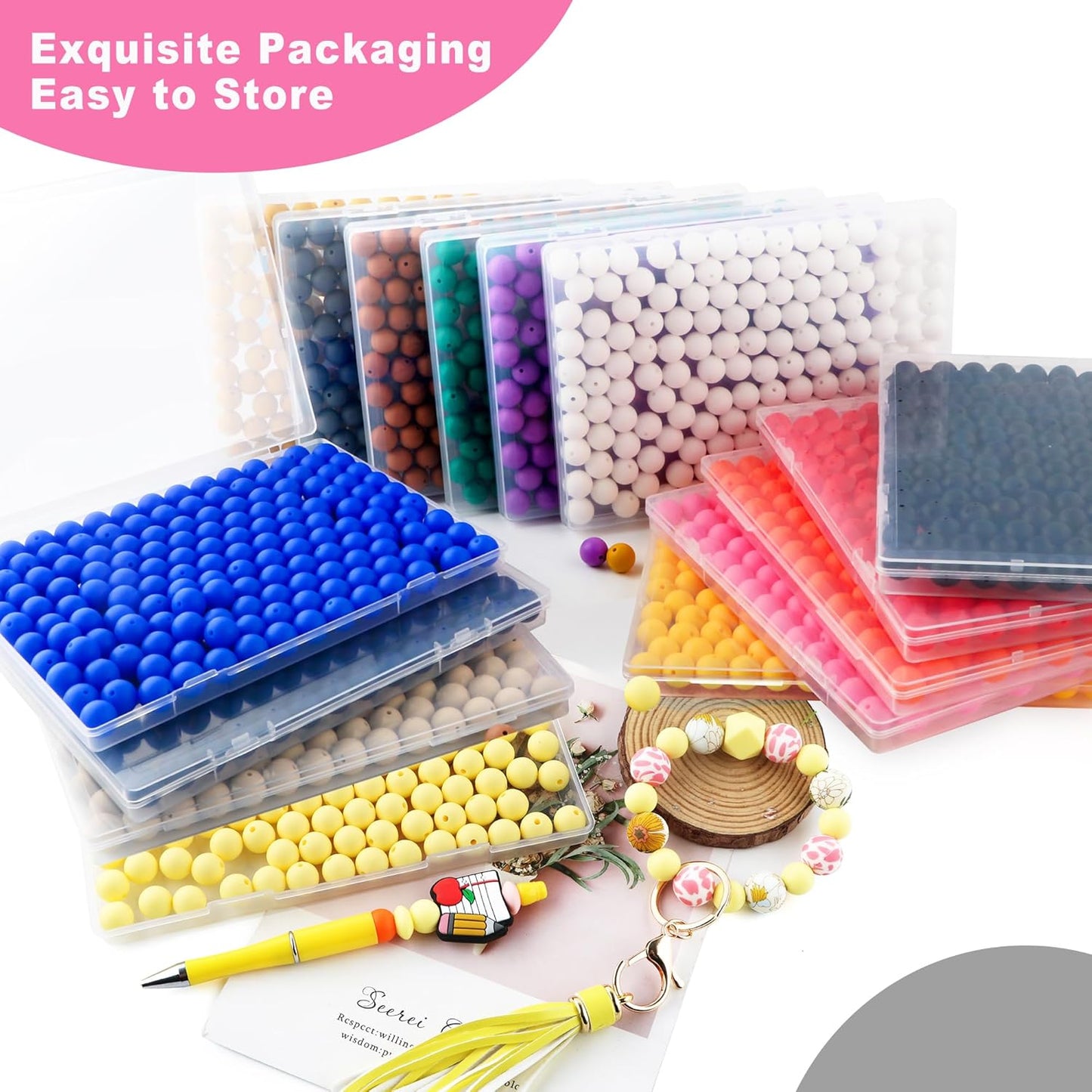 65Pcs 19mm Silicone Beads for Keychain Making Bracelet Necklace, Bulk Round Silicone Beads for Pens（Christmas Green） - Colors A