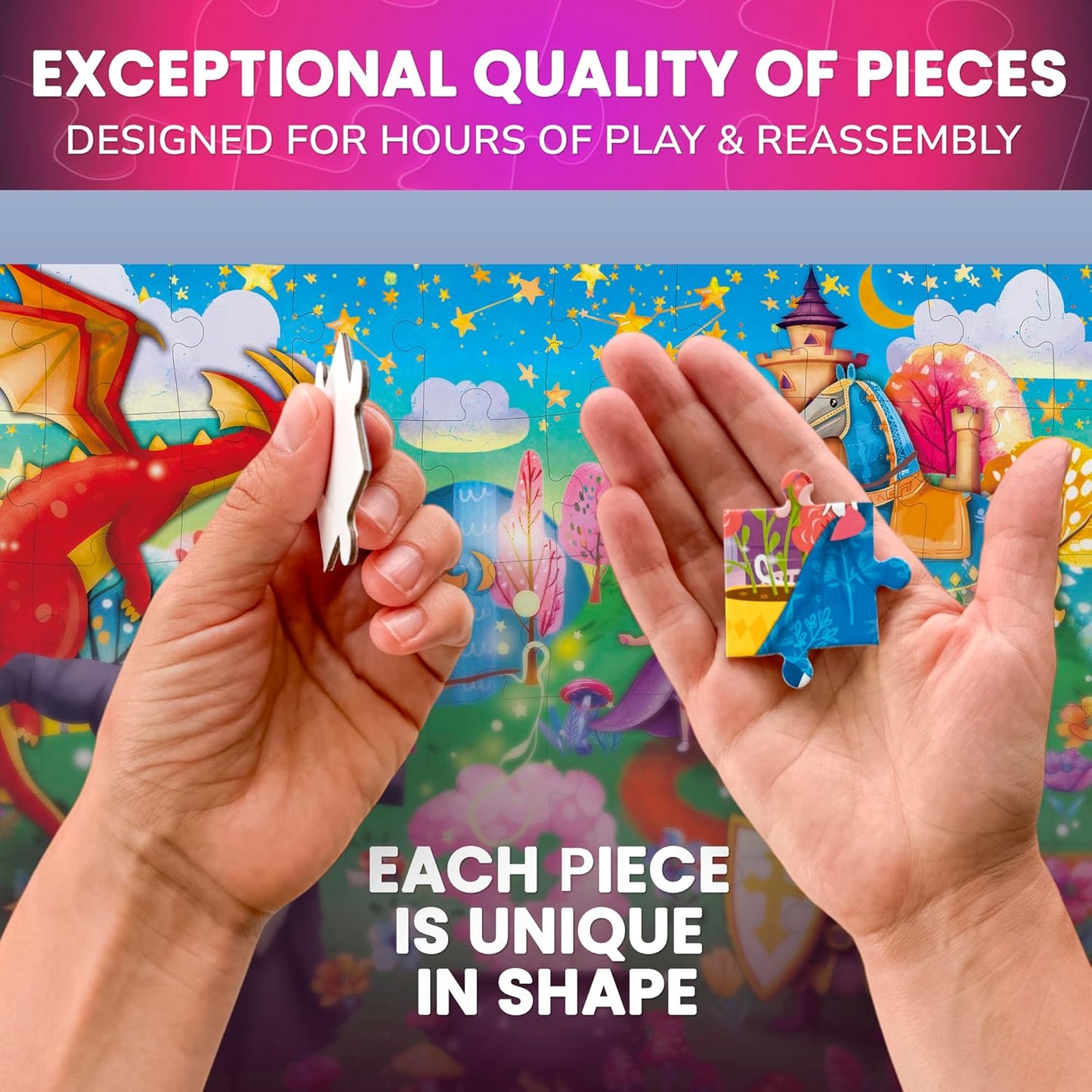 QUOKKA Puzzles for Kids Ages 4-6 - Set of 4x60 Jigsaw Puzzles for Toddlers 3-5 - Unicorn Princess Animals Toys for Children 6-8 yo - Gift Educational Game for Boys & Girls