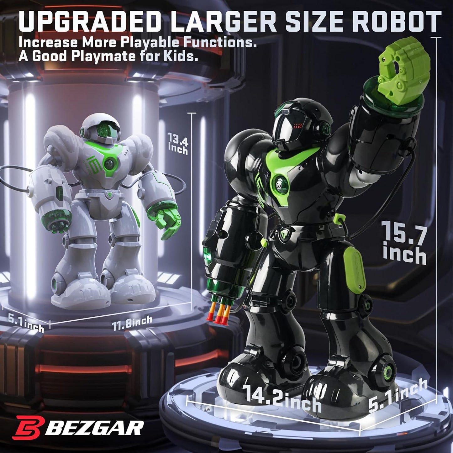 BEZGAR Robot Toys for Kids 3-12 Years Old - Big RC Robot Programmable Dancing with 22 Actions, Remote Control Emo Robots Supporting 78 Changing Expression Christmas Birthday Gift for Boys and Girls