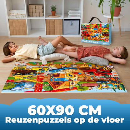 QUOKKA Giant Floor Puzzle for Kids Ages 4-6 – 2x3 Feet Extra-Thick 48 Pieces Toddler Puzzle Ages 3-5 – Construction Educational Activity for Boys Girls – Premium Box with Sturdy Handle & Magnetic