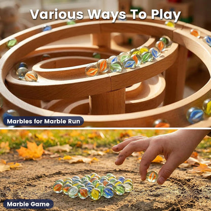 LovesTown 100PCS Glass Marbles Bulk, for Kids Marble Run Game, DIY and Home Decoration