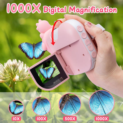 Digital Microscope with 2 Inch Screen Handheld Kids Microscope with Photo and Video Functions for 1000X Magnification Bug Gifts for Kids Collector Insects Ladybugs Jewelry Coins