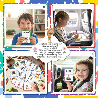 Sight Words Flash Cards Kindergarten, Flash Cards for Kids Ages 4-8, 250 Dolch Sight Word Writing Reading Spelling Games for Kindergarten Reading Books and Homeschool