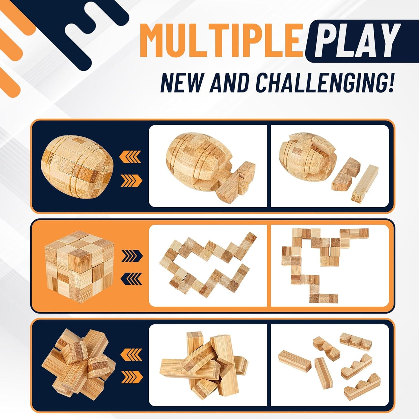 Wooden Brain Teaser Puzzles, 12pcs 3D Brain Teasers for Adults Teens Kids, Logic Mind Puzzle Box Lock Toy Removing Assembling Gift Set, Small Unique IQ Hand Puzzles