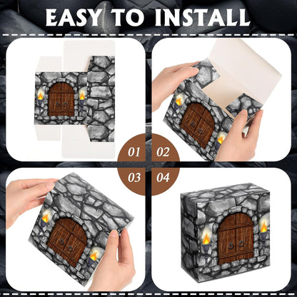 MotiMind 47 Pcs Jumbo Cardboard Castle Building Blocks New Year Gift DIY Building Blocks Large Stone Box Collapsible Reusable Jumbo Crown for Castle House Birthday Indoor Outdoor Party (Black)