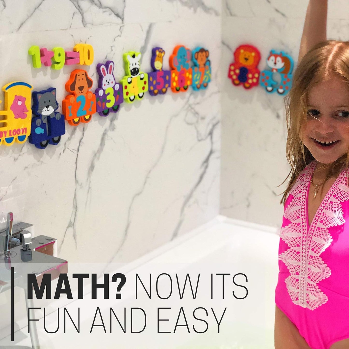 Bath Foam Alphabet Letters Toys - Non-Toxic Bathtub ABC Letters for Kids Toddlers - Premium Educational Floating Animals Puzzles with Toy Organizer for Baby Boys Girls - Set of 52 Pcs