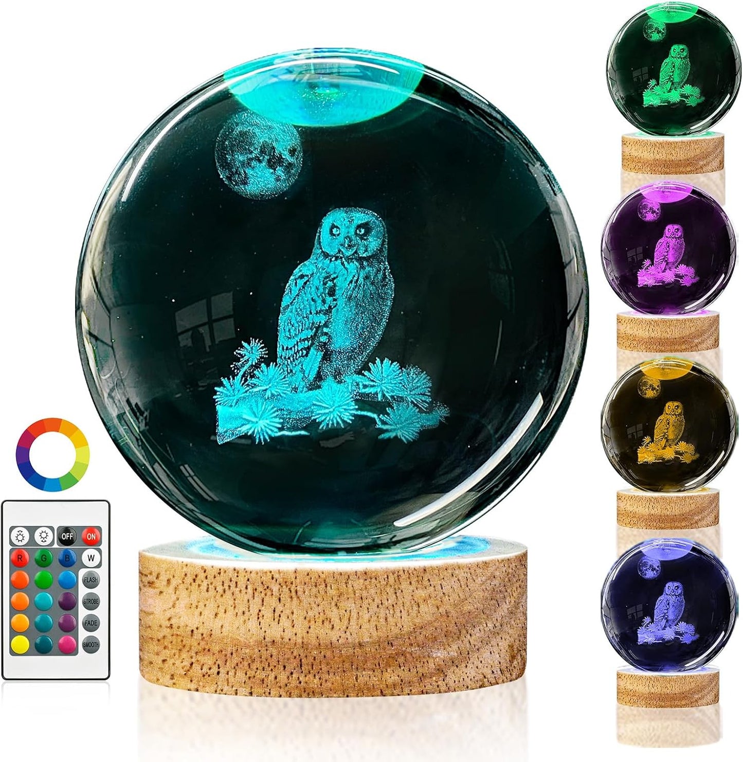 3D Solar System Crystal Ball Night Light with 16 Color Wooden LED Base Upgraded 3.15 In Galaxy Planets Ball Lamp with Remote for Birthday Christmas, Astronomy Space Gifts for Boys Girls Kids