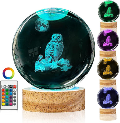 3D Solar System Crystal Ball Night Light with 16 Color Wooden LED Base Upgraded 3.15 In Galaxy Planets Ball Lamp with Remote for Birthday Christmas, Astronomy Space Gifts for Boys Girls Kids