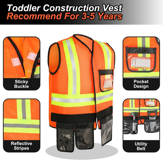 Liberry Kids Tool Set for Boys Girls 3-5 Years, Construction Worker Costume with Hat, Toddler Dress Up Toys for Birthday Gift