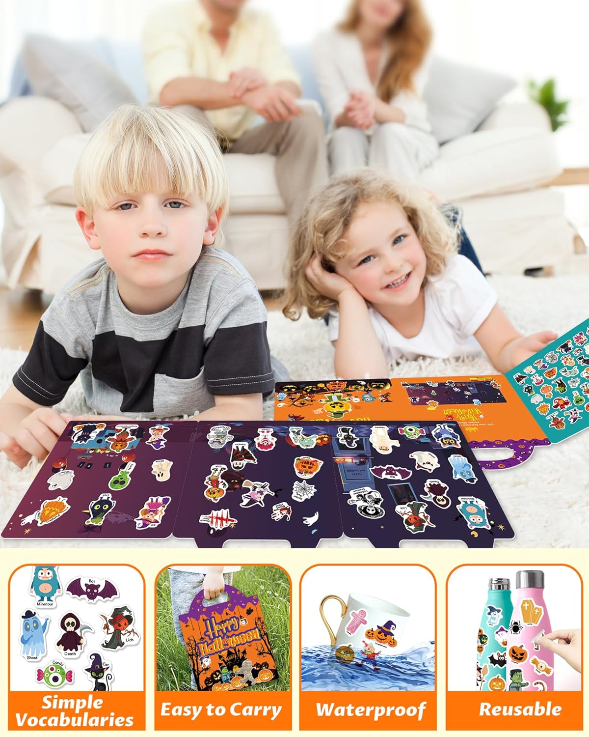 Walenced Reusable Sticker Book for Toddlers, Stickers for Kids, Toddler Sticker Book, Toddler Craft Activities, Toddler Travel Toys Ages 3 and Up Boy Girl Birthday Gifts