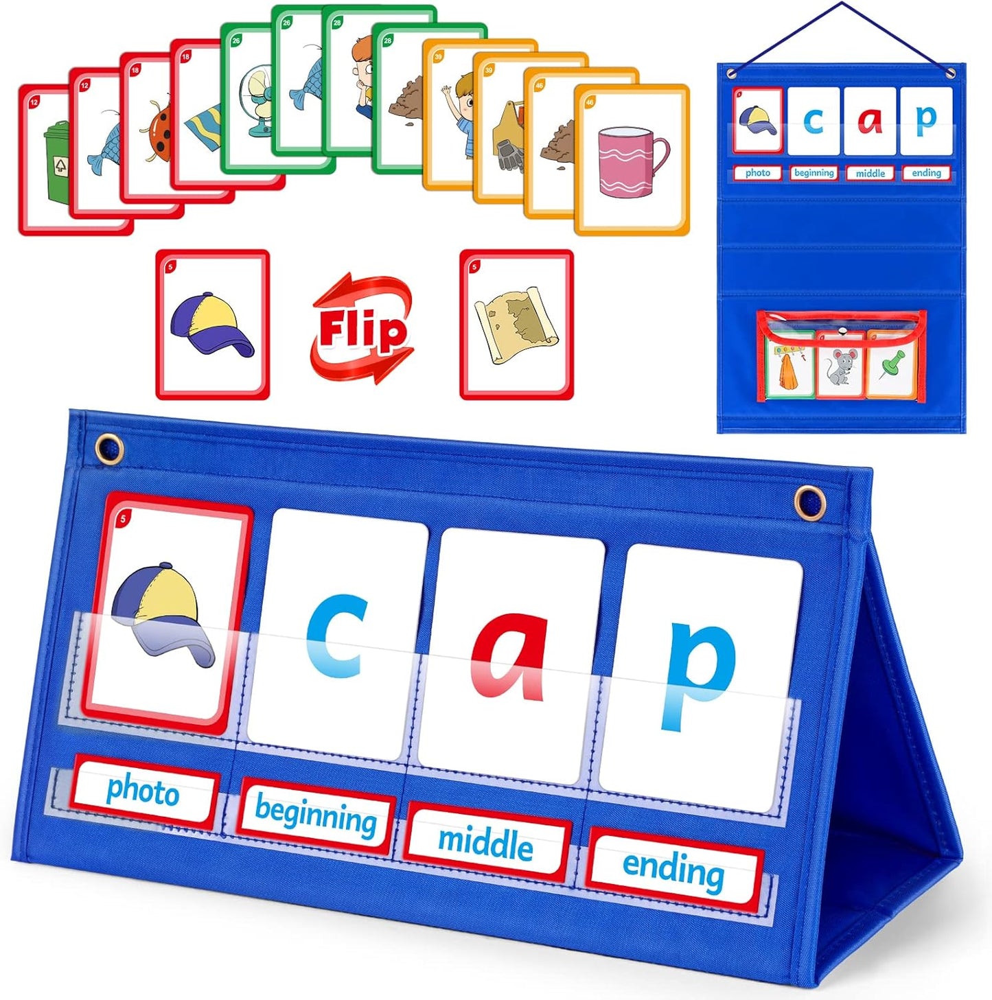 Torlam Blends & Digraphs Pocket Chart, Onset Rime Phonics Games Sight Word Flash Cards, Educational Spelling Reading Learning Blending Board, Elementary Kindergarten Classroom Teachers Must Haves