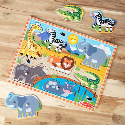 Melissa & Doug Safari Wooden Peg Puzzle (7 pcs)