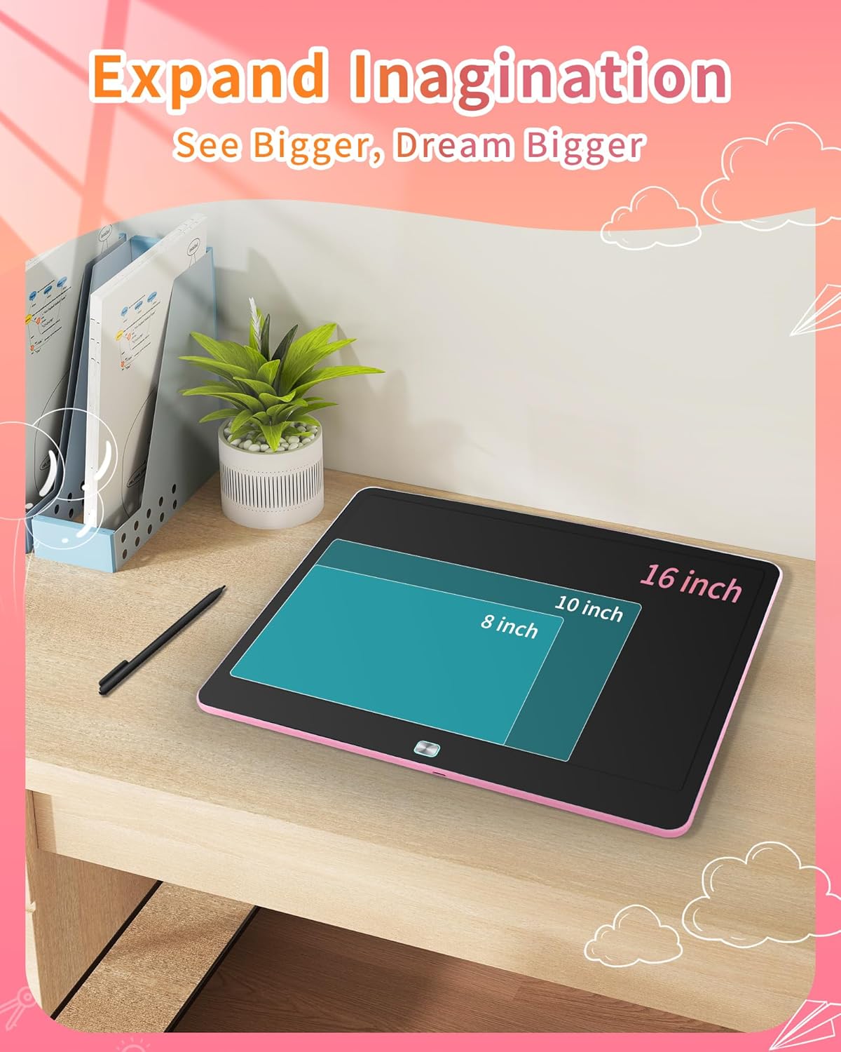 Magnetic LCD Writing Tablet for Fridge, 13 Inch Writing Tablet for Kids, Toddler Drawing Pad, Learning Toys for Boys Girls Ages 3.4.5.6.7.8, Writing Board for to-Do Lists and Family Messages (Blue)