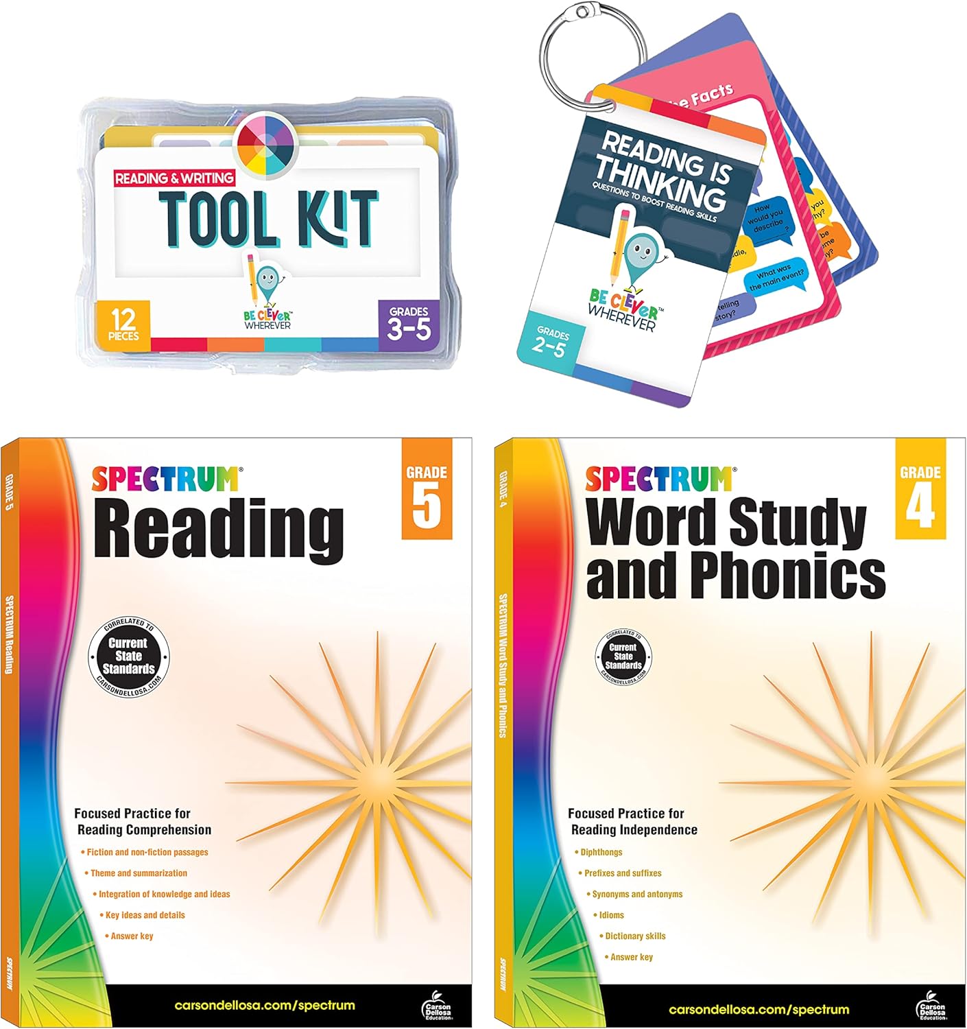 Carson Dellosa 531pc K-2 Literacy Bundle, Kindergarten, 1st Grade, 2nd Grade Phonics Posters, Bulletin Board Sets, Instructional Resources, Dry-Erase Manipulatives, Big Box of Sentence Building Game