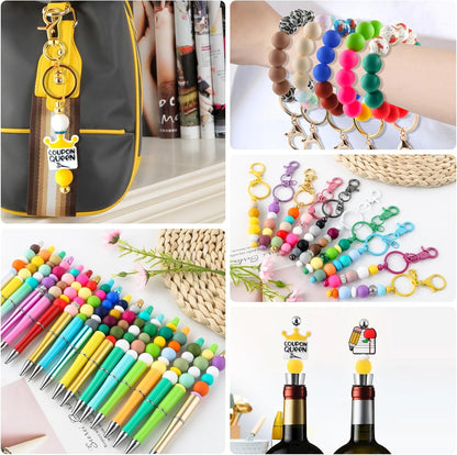 65Pcs 19mm Silicone Beads for Keychain Making Bracelet Necklace, Bulk Round Silicone Beads for Pens（Christmas Green） - Colors A