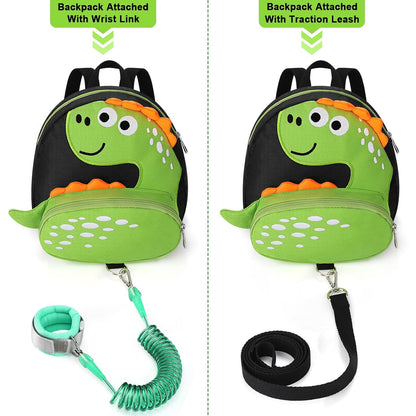 Accmor Toddler Harness Backpack Leash, Cute Dinosaur Backpacks with Anti Lost Wrist Link, Cute Mini Child Backpack Wristband Tether Strap and Protection Leashes for Boys Girls Aged 1-3 Years