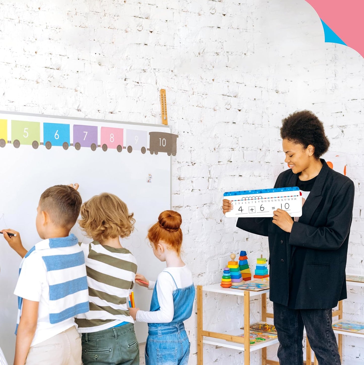 8 Packs Magnetic Number Line Boards, Dry Erase Writable and Erasable Math Board Addition & Subtraction White Board Magnets for Kids, Students, Classroom and Home (Each Measures 12” x 3.5”)