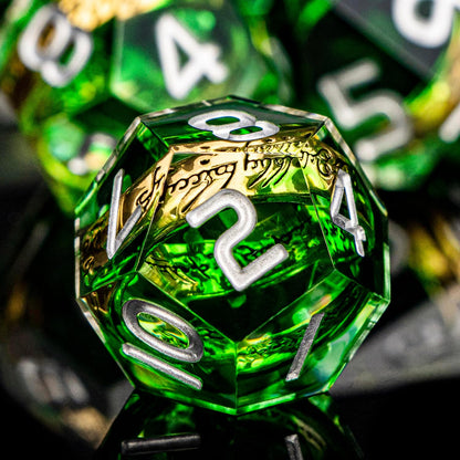 Magic Golden Ring DND Dice Set Sharp Edge Red Resin Dice with Box, for use with Dungeons Dragon RPG D&D Tabletop Games Lord D and D Polyhedral Dice Set