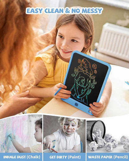 LCD Writing Tablet 10 Inch, Toys for 3 4 5 6 7 8 9 10 Year Old Boys Girls, Colorful Doodle Board Drawing Tablet, Gift for Boys Toddlers Age 3-12 Years, Memo Board, Drawing Pads with Lanyard(Blue)