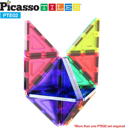 PicassoTiles 4pcs Magnetic Building Block Large Square Shape Magnet Tiles Construction Toy STEM Learning Kit Educational Playset Playboard Pretend Play Stacking Blocks Child Brain Development PTE09