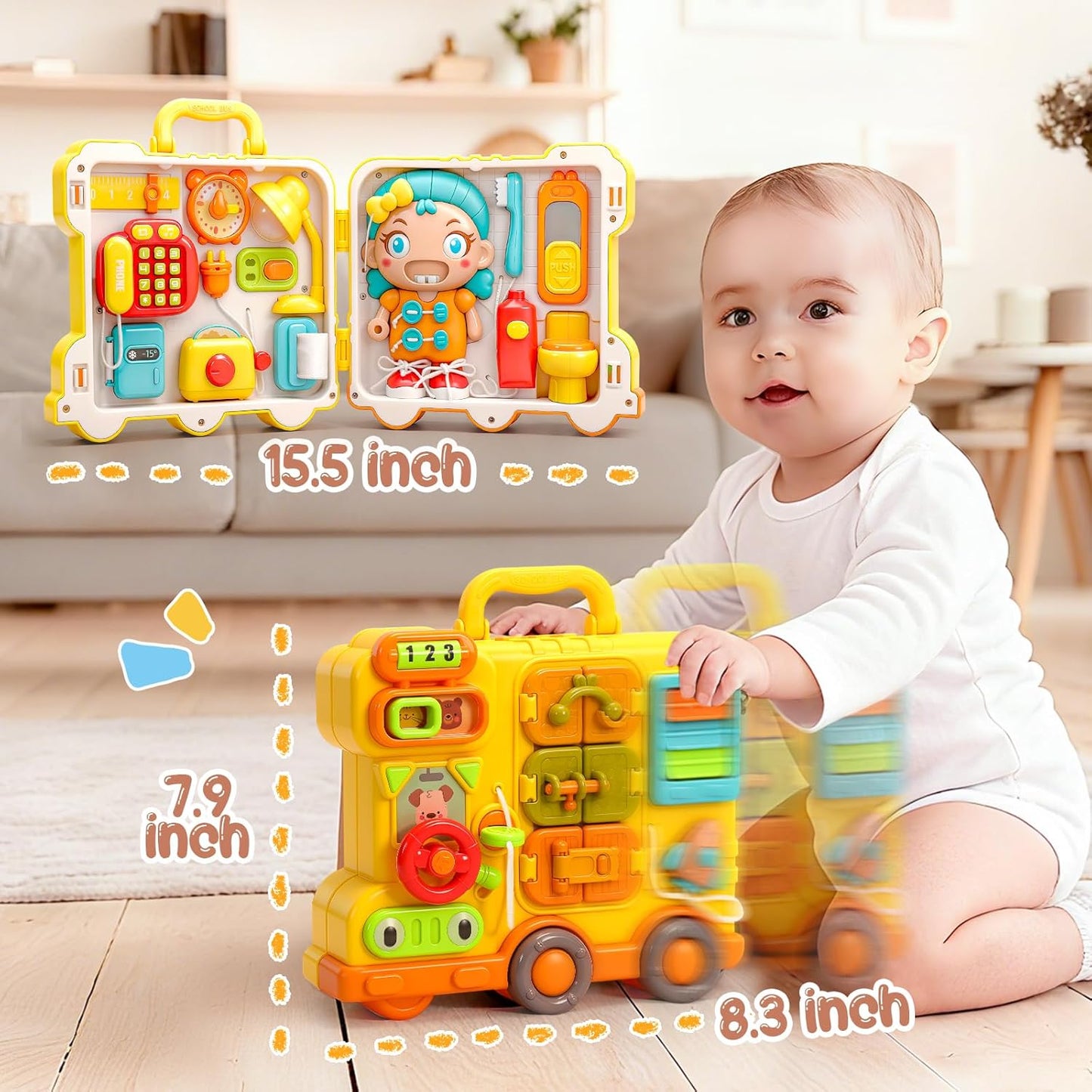 AmiDear Toddler Toys for 1-2 Year Old Girl Boy Gift, Educational Montessori Toys for 1-2Year Old, Busy Board Baby Toys 6-12 Months Age, First Christmas and Birthday Gifts