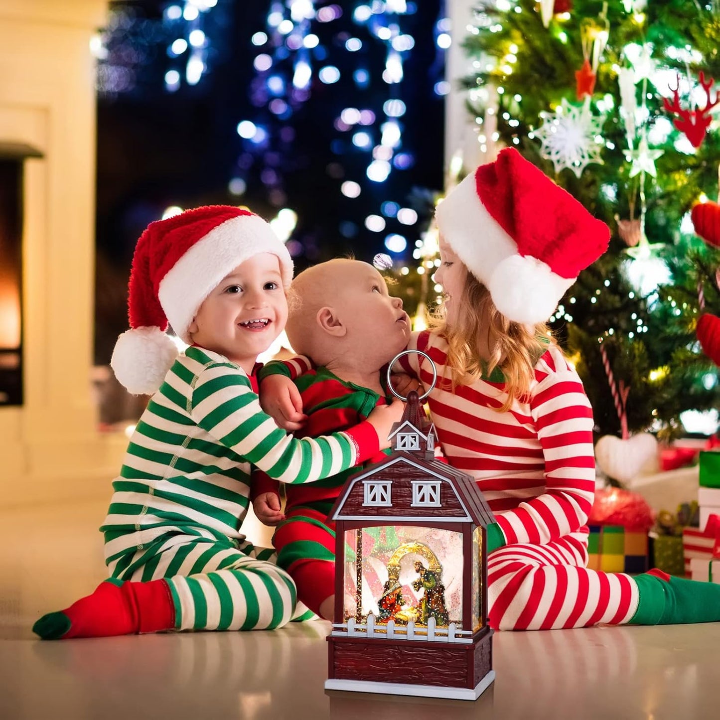 Eldnacele Musical Snow Globe Lantern with Timer, Lighted USB/Battery Operated Swirling Singing Water Glittering Lantern, Snow Globes for Adults and Kids Christmas Decoration- Santa
