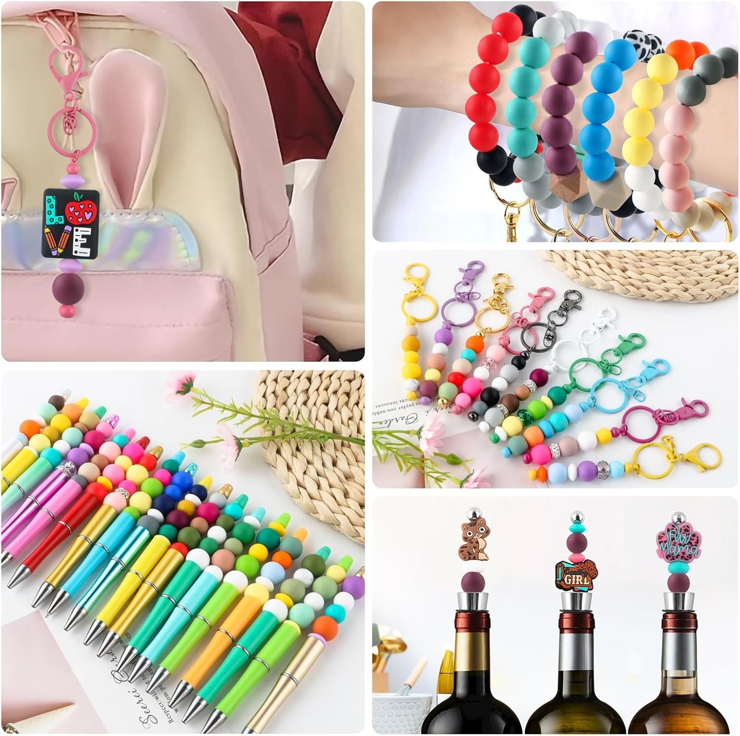 65Pcs 19mm Silicone Beads for Keychain Making Bracelet Necklace, Bulk Round Silicone Beads for Pens（Christmas Green） - Colors A