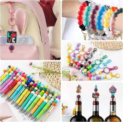 65Pcs 19mm Silicone Beads for Keychain Making Bracelet Necklace, Bulk Round Silicone Beads for Pens（Christmas Green） - Colors A