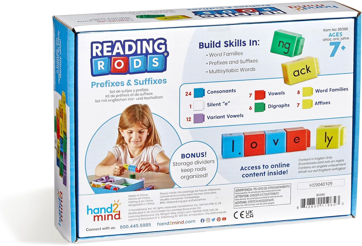 hand2mind Reading Rods Prefixes & Suffixes, Word Roots for Kids, Word Building Activities, Spelling Toys, Reading Tools for Kids, Phonemic Awareness and Phonics, Science of Reading Manipulatives