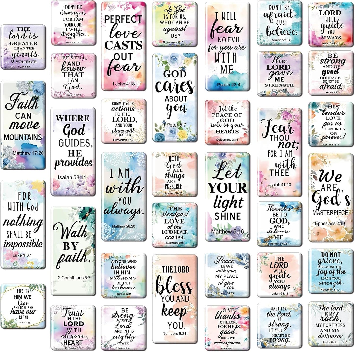 Blosssound 60 Pcs Inspirational Christian Magnets with Bible Verses Religious Refrigerator Magnet Motivational Quotes Fridge Scripture Positive Gifts for Home Office School Locker Decor(Scenery)