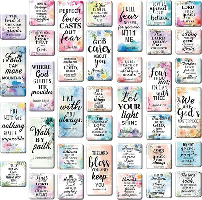 Blosssound 60 Pcs Inspirational Christian Magnets with Bible Verses Religious Refrigerator Magnet Motivational Quotes Fridge Scripture Positive Gifts for Home Office School Locker Decor(Scenery)